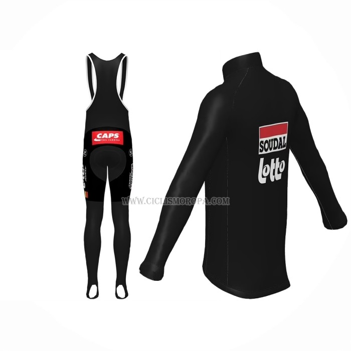 2022 Ropa Ciclismo Lotto Soudal Negro Mangas Largas y Culotte ioui012